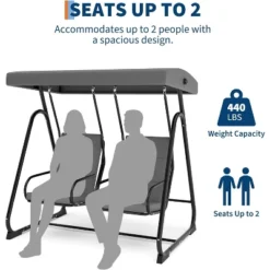 2-Person Outdoor Patio Swing Chair – Adjustable Canopy, Removable Cushions & Heavy-Duty Steel Frame (Dark Grey) 12 2-Person Outdoor Patio Swing Chair – Adjustable Canopy, Removable Cushions & Heavy-Duty Steel Frame (Dark Grey) -Garvee Sales GUEST 492cf7da 2128 4f47 b011 0e0f1fe11f6f