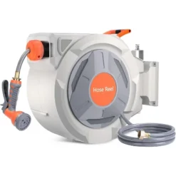 65/100/130 Ft Retractable Garden Hose Reel, With 9 Function Sprayer Nozzle, Any Length Lock, Automatic Slow Rewind, Wall Mounted, 180°Swivel Bracket 18 65/100/130 Ft Retractable Garden Hose Reel, With 9 Function Sprayer Nozzle, Any Length Lock, Automatic Slow Rewind, Wall Mounted, 180°Swivel Bracket -Garvee Sales GUEST 4930d00c f9bf 45ed a42e abab24c30448
