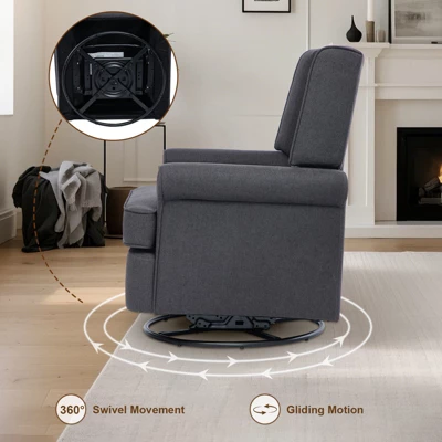 Swivel Glider Rocking Recliner, Nursery Glider Chair, Soothing Rocking Motion, Nursery Breastfeeding Maternity Chair For Living Room, Office 4 Swivel Glider Rocking Recliner, Nursery Glider Chair, Soothing Rocking Motion, Nursery Breastfeeding Maternity Chair For Living Room, Office - Image 4