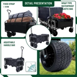 440Lbs Collapsible Foldable Wagon Cart With 3Pcs Liner Bag , Beach Wagon Utility Cart For Camping Shopping Sports -Garvee Sales GUEST 4990ca9f 4488 4342 a00f 58e34f2cbc54