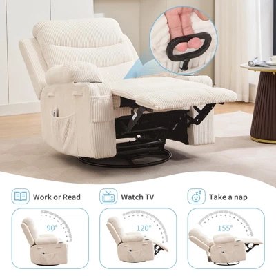 Recliner Chair Nursery, Manual Reclining Rocking Chair, 360 Swivel Glider With Cup Holder, Massage And Heat Recliner, Indoor Single Sofa Chairs 2 Recliner Chair Nursery, Manual Reclining Rocking Chair, 360 Swivel Glider With Cup Holder, Massage And Heat Recliner, Indoor Single Sofa Chairs - Image 2
