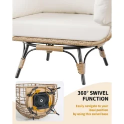 360Swivel Egg Chair, Patio Rotating Rattan Egg Basket Chair With Steel Frame And 4 Cushions, Heavy-Duty Wicker Chair For Porch, Backyard 12 360Swivel Egg Chair, Patio Rotating Rattan Egg Basket Chair With Steel Frame And 4 Cushions, Heavy-Duty Wicker Chair For Porch, Backyard -Garvee Sales GUEST 49e5f7b7 0326 4af2 848e 81fba9df828f