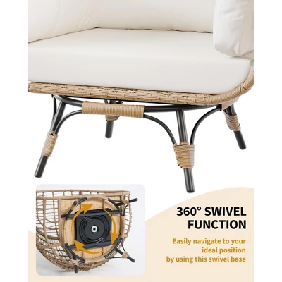 360Swivel Egg Chair, Patio Rotating Rattan Egg Basket Chair With Steel Frame And 4 Cushions, Heavy-Duty Wicker Chair For Porch, Backyard 5 360Swivel Egg Chair, Patio Rotating Rattan Egg Basket Chair With Steel Frame And 4 Cushions, Heavy-Duty Wicker Chair For Porch, Backyard - Image 5