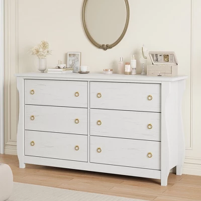 Garvee 6 Dresser For Bedroom, 47.2" Wide Drawer Dresser With Storage Freestanding, Wooden Closet Storage Chest For Living Room, Natural Oak 9 Garvee 6 Dresser For Bedroom, 47.2" Wide Drawer Dresser With Storage Freestanding, Wooden Closet Storage Chest For Living Room, Natural Oak - Image 9