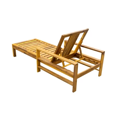 Wood Adjustable Backrest Outdoor Lounge Chair, Suitable For Gardens, Terraces And Poolside Areas 3 Wood Adjustable Backrest Outdoor Lounge Chair, Suitable For Gardens, Terraces And Poolside Areas - Image 3