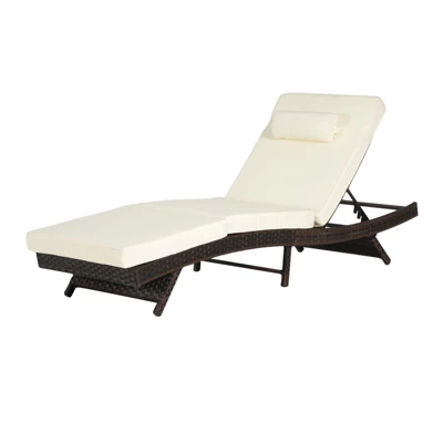 Outdoor Chaise Lounge Chair Set Of 2, Wicker Reclining Lounge With Adjustable Backrest & Cushion, Sunbathing Chair For Patio Pool Garden 4 Outdoor Chaise Lounge Chair Set Of 2, Wicker Reclining Lounge With Adjustable Backrest & Cushion, Sunbathing Chair For Patio Pool Garden - Image 4