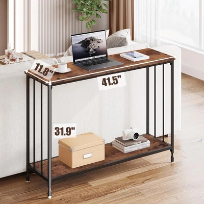 Whizmax Console Table, Sofa Tables Narrow Entryway Table With Shelves And Metal Frame For Living Room, Foyer, Bedroom 5 Whizmax Console Table, Sofa Tables Narrow Entryway Table With Shelves And Metal Frame For Living Room, Foyer, Bedroom - Image 5