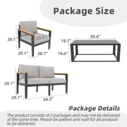 Garvee Outdoor Aluminum Furniture Set,4 Piece Patio Conversation Sets,Removable & Washable Cushion,Ink Color Tempered Glass Table Light Grey 10 Garvee Outdoor Aluminum Furniture Set,4 Piece Patio Conversation Sets,Removable & Washable Cushion,Ink Color Tempered Glass Table Light Grey -Garvee Sales GUEST 4b412555 8391 4cc5 b657 f8bc602ea33a