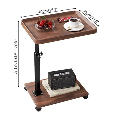 C-Shaped Adjustable Height End Table, 360-Degree Swivel TV Tray Table For Small Spaces, Side Table With Wheels For Living Room And Bedroom, Bed Side 1 C-Shaped Adjustable Height End Table, 360-Degree Swivel TV Tray Table For Small Spaces, Side Table With Wheels For Living Room And Bedroom, Bed Side