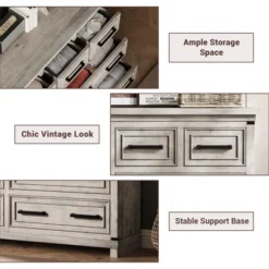 Garvee Farmhouse 8 Drawer Dresser For Bedroom, Rustic Wood Chest Of Drawers With Easy Pull Handles, Storage Cabinet For Living Room -Garvee Sales GUEST 4bd957ad bd23 4a56 a4a2 303464811f9d