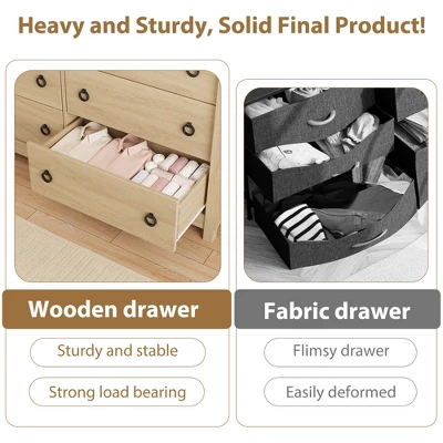 Garvee 6 Dresser For Bedroom, 47.2" Wide Drawer Dresser With Storage Freestanding, Wooden Closet Storage Chest For Living Room, Natural Oak 5 Garvee 6 Dresser For Bedroom, 47.2" Wide Drawer Dresser With Storage Freestanding, Wooden Closet Storage Chest For Living Room, Natural Oak - Image 5