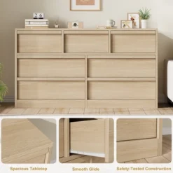 Garvee 7 Drawer Dresser For Bedroom, Natural Double Dresser Organizer With Concave Handles, Modern Chest Of Drawers For Bedroom, Living Room, Nursery 8 Garvee 7 Drawer Dresser For Bedroom, Natural Double Dresser Organizer With Concave Handles, Modern Chest Of Drawers For Bedroom, Living Room, Nursery -Garvee Sales GUEST 4cad6056 a976 4177 9f54 9ace8982d4db