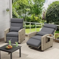 Outdoor Recliner Chair W/Adjustable Backrest+Footrest, 150° Lay Flat Rattan Patio Recliner With Air Pump+Flip-Up Table+Removable Cushion 11 Outdoor Recliner Chair W/Adjustable Backrest+Footrest, 150° Lay Flat Rattan Patio Recliner With Air Pump+Flip-Up Table+Removable Cushion -Garvee Sales GUEST 4d286d36 da01 4b85 9970 eccea2d788c1