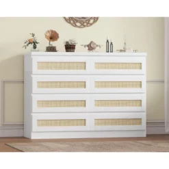 Garvee Rattan Dresser For Bedroom, 8 Drawer Dresser For Closet, Double Wood Dressers & Chest Of Drawers For TV Stands, Living Room -Garvee Sales GUEST 4d2c8a62 a426 4143 8ad2 e2867533e76b