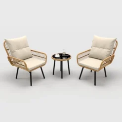 3-Piece Outdoor Bistro Set, Rattan Table And Cushioned Chairs, All-Weather Wicker Patio Conversation Set For Balcony, Porch, Or Garden 10 3-Piece Outdoor Bistro Set, Rattan Table And Cushioned Chairs, All-Weather Wicker Patio Conversation Set For Balcony, Porch, Or Garden -Garvee Sales GUEST 4d49456b 1ccc 4fda b4ee ca6f61e2e460