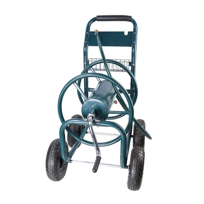 Garden Hose Reel Cart, Portable 4 Wheels Water Hose Reel Cart With Storage Basket, Heavy-Duty Water Hose Holder Trolley For Yard Garden Farm 2 Garden Hose Reel Cart, Portable 4 Wheels Water Hose Reel Cart With Storage Basket, Heavy-Duty Water Hose Holder Trolley For Yard Garden Farm - Image 2