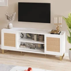 Rattan TV Stand For 65 Inch TV, White Entertainment Center Modern TV Console Table With Storage, Doors And Shelves, Media Cabinet For Living Room 12 Rattan TV Stand For 65 Inch TV, White Entertainment Center Modern TV Console Table With Storage, Doors And Shelves, Media Cabinet For Living Room -Garvee Sales GUEST 4d654cdb b468 4663 a94d 82d0f68d9af7