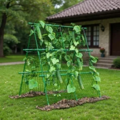 Cucumber Trellis 4x4FT Metal A-Frame Garden Trellis With Netting, Heavy-Duty Outdoor Climbing Plant Support – Green -Garvee Sales GUEST 4d7fc8ce 654a 4728 99ad 5806fda01a50
