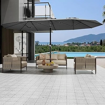 13ft Double-Sided Patio Umbrella, UV99% Protection, Fade-Resistant Outdoor Market Umbrella With Crank Handle, Alloy Steel Frame (No Base Included) 2 13ft Double-Sided Patio Umbrella, UV99% Protection, Fade-Resistant Outdoor Market Umbrella With Crank Handle, Alloy Steel Frame (No Base Included) - Image 2