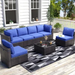 Whizmax 7-Piece Modular Patio Set - PE Rattan Sectional Sofa With Thick Cushions & Glass Coffee Table, Outdoor Furniture For Garden, Balcony, Porch 20 Whizmax 7-Piece Modular Patio Set - PE Rattan Sectional Sofa With Thick Cushions & Glass Coffee Table, Outdoor Furniture For Garden, Balcony, Porch -Garvee Sales GUEST 4dc527fb a7f7 4e5a 9d9e f7c9dab1c131