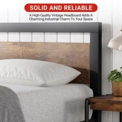 Full Size Bed Frame, 14 Inch King Size Bed Platform Industrial With Headboard No Box Spring Needed, Easy Assemble Mattress Bedframe Retro Brown -Garvee Sales GUEST 4e1a35d0 08ba 41b3 b68e 90090488e976