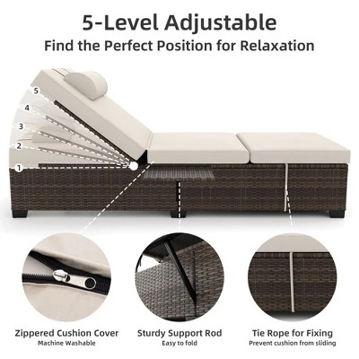 Garvee Outdoor Chaise Lounge Chairs, Set Of 2 Wicker Patio Reclining Chairs With Adjustable Backrest, Rattan Lounger For Pool 4 Garvee Outdoor Chaise Lounge Chairs, Set Of 2 Wicker Patio Reclining Chairs With Adjustable Backrest, Rattan Lounger For Pool - Image 4