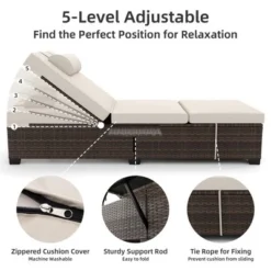 Lounge Chairs Outdoor Set Of 2, PE Rattan Chaise Lounge Chair With 5-Position Adjustable Backrest For Patio Beach Pool Deck Backyard -Garvee Sales GUEST 4e257520 e735 4f6a a95b 915bd180b62e