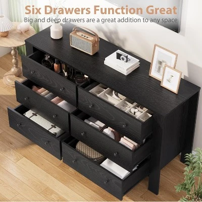 Garvee 6 Drawer Dresser For Bedroom, Closet Chest With Sturdy Handles, Wooden Dresser Storage Organizer For Living Room, Nursery, Entryway 1 Garvee 6 Drawer Dresser For Bedroom, Closet Chest With Sturdy Handles, Wooden Dresser Storage Organizer For Living Room, Nursery, Entryway