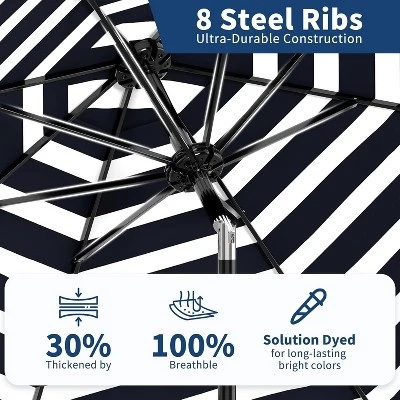 9 FT Patio Umbrella, Table Umbrella Outdoor Patio With Crank Lift & Push Button Tilt, 8 Sturdy Ribs For Yard, Deck, Pool 3 9 FT Patio Umbrella, Table Umbrella Outdoor Patio With Crank Lift & Push Button Tilt, 8 Sturdy Ribs For Yard, Deck, Pool - Image 3