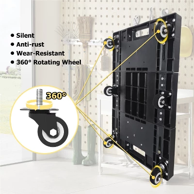 Portable Heavy Duty Folding Hand Truck 330lbs, 6 Wheels Collapsible Luggage Dolly Cart With 1 Elastic Ropes - Compact Trolley Cart For Easy Moving 3 Portable Heavy Duty Folding Hand Truck 330lbs, 6 Wheels Collapsible Luggage Dolly Cart With 1 Elastic Ropes - Compact Trolley Cart For Easy Moving - Image 3