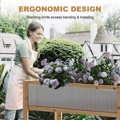 Raised Garden Bed Wood With Legs, Raised Garden Bed Planter Box With Storage Shelf, Outdoor Mobile Wooden Elevated Raised Beds 6 Raised Garden Bed Wood With Legs, Raised Garden Bed Planter Box With Storage Shelf, Outdoor Mobile Wooden Elevated Raised Beds - Image 6