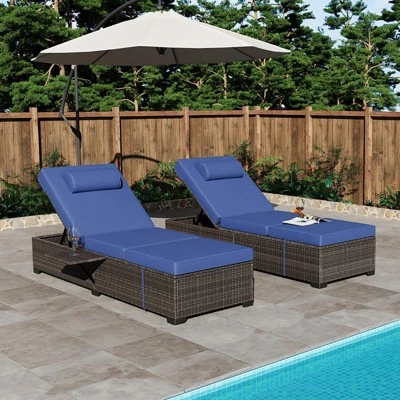 Whizmax Rattan Chaise Lounge Pool Chairs, Outdoor Sun Tanning Chairs With Adjustable Backrest For Beach, Yard, Patio 7 Whizmax Rattan Chaise Lounge Pool Chairs, Outdoor Sun Tanning Chairs With Adjustable Backrest For Beach, Yard, Patio - Image 7