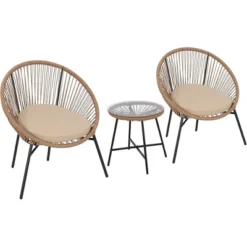 3 Pieces Outdoor Acapulco Chair Patio Bistro Set With Glass Top Table, Modern Patio Conversation Chairs Set Of 2 For Balcony, Garden, Backyard 20 3 Pieces Outdoor Acapulco Chair Patio Bistro Set With Glass Top Table, Modern Patio Conversation Chairs Set Of 2 For Balcony, Garden, Backyard -Garvee Sales GUEST 4f1bae00 01b6 4c97 84de a955de8fc316