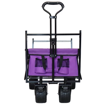 480Lbs Collapsible Wagon With Canopy, Lightweight Foldable Wagon With 7" All-Terrain Wheels For Camping, Shopping, Sports, And Garden Use, Purple 5 480Lbs Collapsible Wagon With Canopy, Lightweight Foldable Wagon With 7" All-Terrain Wheels For Camping, Shopping, Sports, And Garden Use, Purple - Image 5