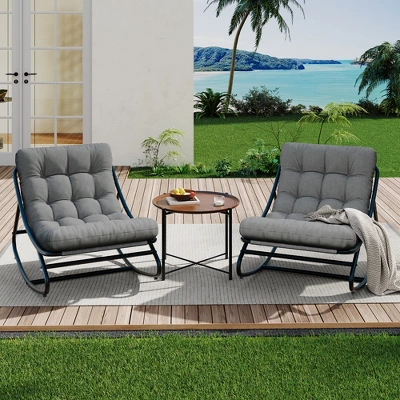 Outdoor Papasan Rocking Chair With Thick Waterproof Cushion, Heavy Duty Metal Rocker Chair,Comfy Lounge Chair For Indoor Living Room, Patio, Garden 1 Outdoor Papasan Rocking Chair With Thick Waterproof Cushion, Heavy Duty Metal Rocker Chair,Comfy Lounge Chair For Indoor Living Room, Patio, Garden