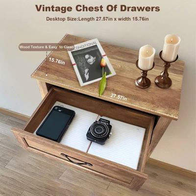 Garvee 5 Drawer Dresser, Farmhouse Tall Dresser For Closet, Rustic Chest Of Drawer With Wide Metal Handles, Wood Dressers Organizer For Bedroom 3 Garvee 5 Drawer Dresser, Farmhouse Tall Dresser For Closet, Rustic Chest Of Drawer With Wide Metal Handles, Wood Dressers Organizer For Bedroom - Image 3