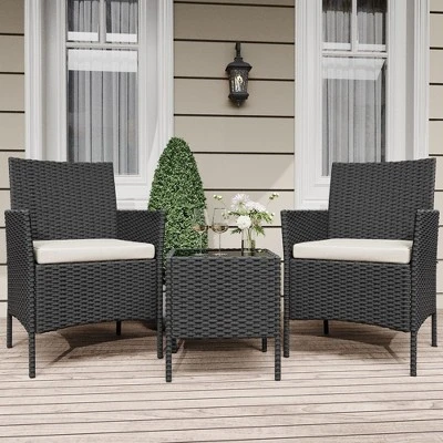 Patio Furniture Set 3 Pieces,Outdoor Patio Conversation Sets, PE Rattan Wicker Furniture Sets With 2 Chairs 1 Patio Furniture Set 3 Pieces,Outdoor Patio Conversation Sets, PE Rattan Wicker Furniture Sets With 2 Chairs