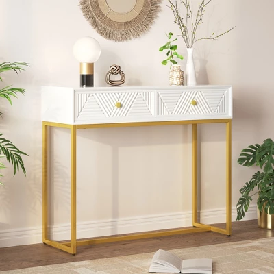 38" Console Table With 2 Drawers, Wooden Entryway Table, Narrow Long Sofa Couch Table, Hallway Foyer Table For Living Room Entryway 11 38" Console Table With 2 Drawers, Wooden Entryway Table, Narrow Long Sofa Couch Table, Hallway Foyer Table For Living Room Entryway - Image 11