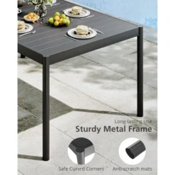 57" Aluminum Outdoor Dining Table For 6, Large Rectangular Patio Table With E-Coating For Backyard, Deck, Garden, Lawn, Black -Garvee Sales GUEST 4fe4ed8f d215 41c4 a2cc 82f95322045d