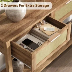 Whizmax Entryway Table, Console Table With Rattan 2 Drawers, Wood Sofa Table With Storage, Boho Console Table For Living Room Entryway -Garvee Sales GUEST 4ffe075b 7914 4e93 a40c 469a3740bda4