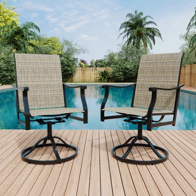 Outdoor Swivel Dining Chairs With Textilene Breathable Back, Swivel Patio Dining Chairs Set Of 8, SwivelPatio SlingChairs Set For Poolside Lawn Garde 7 Outdoor Swivel Dining Chairs With Textilene Breathable Back, Swivel Patio Dining Chairs Set Of 8, SwivelPatio SlingChairs Set For Poolside Lawn Garde - Image 7