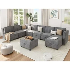 Chenille Reversible Sectional Sofa, 9-Seater Modular Sectional Sofa, U-Shape Modular Couch Storage Seats Ottomans With Chaise 21 Chenille Reversible Sectional Sofa, 9-Seater Modular Sectional Sofa, U-Shape Modular Couch Storage Seats Ottomans With Chaise -Garvee Sales GUEST 51129357 19b3 42df b822 0d1abf8b41c6
