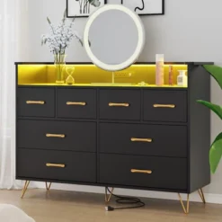 Dresser With Power Outlet And LED Lights, Wood 8 Drawer Dresser For Bedroom, Modern Chest Of Drawers For Closet, Living Room 14 Dresser With Power Outlet And LED Lights, Wood 8 Drawer Dresser For Bedroom, Modern Chest Of Drawers For Closet, Living Room -Garvee Sales GUEST 5267e4fc 3f3d 4136 a0b5 6910acbe5c47