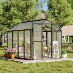 Whizmax 6' X 8' Greenhouse, Upgraded Polycarbonate Green House With Vent, Aluminum Frame, Greenhouses For Outdoors For Yard, Garden, Hobby