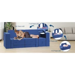 Kids Couch For Building Fort Toy,22pcs DIY Toddler Sofa,Velvet Toddler Futon Sofa Bed For Playroom, Bedroom,Grey -Garvee Sales GUEST 53b08d76 47bc 4a1f bfed 946543237279