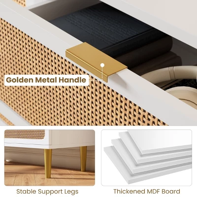 Garvee Rattan 5 Drawer Dresser For Bedroom, Tall Dresser With Deep Drawers, Large Chest Of Drawers For Closet With Wide Top For Living Room, Hallway 5 Garvee Rattan 5 Drawer Dresser For Bedroom, Tall Dresser With Deep Drawers, Large Chest Of Drawers For Closet With Wide Top For Living Room, Hallway - Image 5