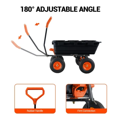 Garden Dump Cart,800lbs Heavy Duty Yard Dump Garden Cart, Steel Frame For Garden,Lawn,Barn,Farm 4 Garden Dump Cart,800lbs Heavy Duty Yard Dump Garden Cart, Steel Frame For Garden,Lawn,Barn,Farm - Image 4