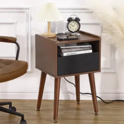 Mid-Century Nightstand With Drawers, Side Table With Charging Station 13 Mid-Century Nightstand With Drawers, Side Table With Charging Station -Garvee Sales GUEST 54426d06 e499 44c8 aced 383daa91cd3a