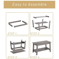 Coffee Table, 2-Tier Living Room Table Rectangular Center Table With Storage Shelf, Farmhouse Wood Coffee Table For Small Spaces, Easy Assembly, Gray -Garvee Sales GUEST 54434720 7583 4cb3 95e2 cef16963c03c