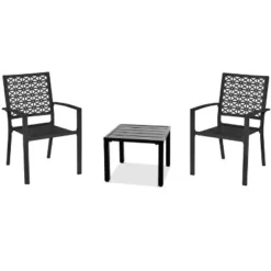3-Piece Outdoor Bistro Set, Modern Patio Furniture Set With Chairs And Table For Lawn,Garden,Balcony